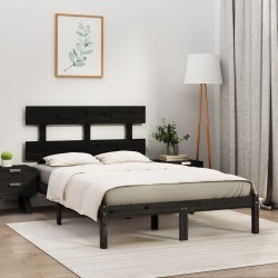 vidaXL Massivholzbett Schwarz 180x200 cm