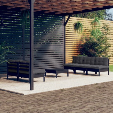 vidaXL 6-tlg. Garten-Lounge-Set mit Anthrazit Kissen Kiefernholz