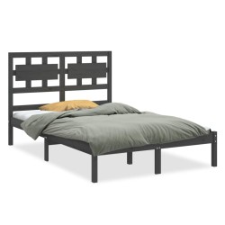 vidaXL Massivholzbett Grau 150x200 cm