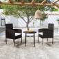 vidaXL 3-tlg. Garten-Essgruppe Poly Rattan Schwarz vidaXL 3-tlg. Garten-Essgruppe Poly Rattan Schwarz