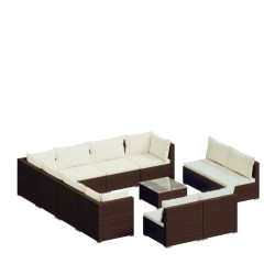 vidaXL 12-tlg. Garten-Lounge-Set mit Kissen Braun Poly Rattan
