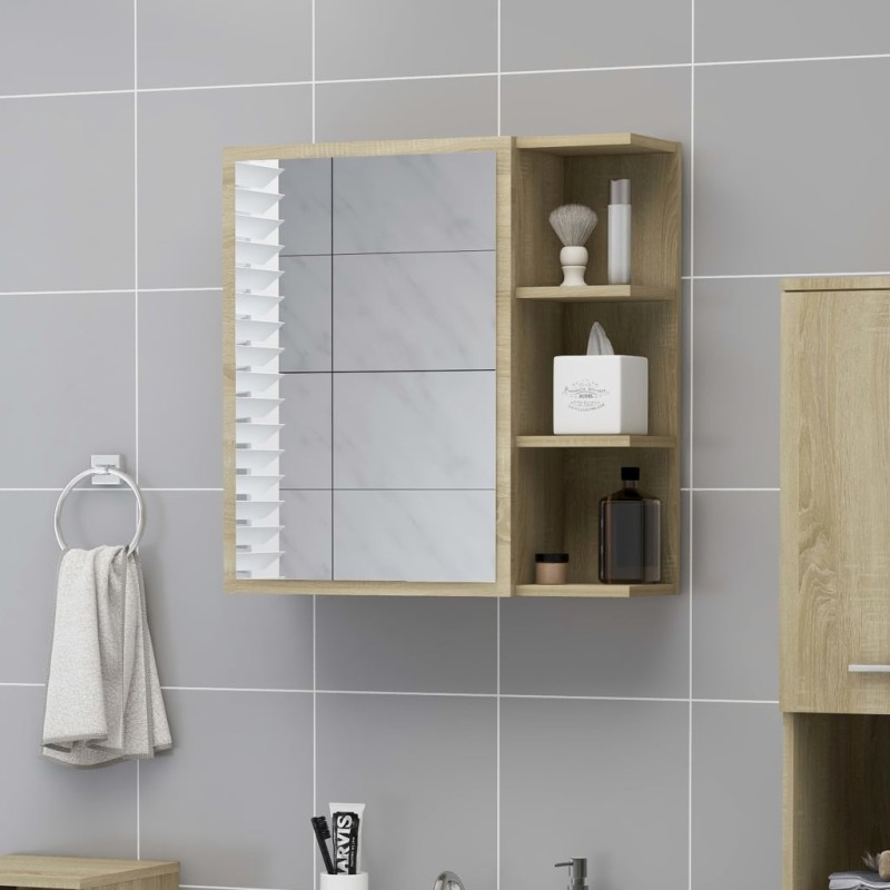 vidaXL Bad-Spiegelschrank Sonoma-Eiche 62,5x20,5x64 cm Holzwerkstoff vidaXL Bad-Spiegelschrank Sonoma-Eiche 62,5x20,5x64 cm Holzwerkstoff