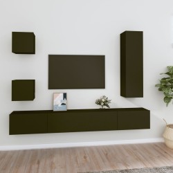 vidaXL 5-tlg. TV-Schrank-Set Schwarz Holzwerkstoff
