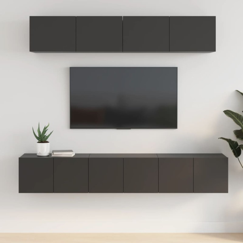 vidaXL 5-tlg. TV-Schrank-Set Schwarz Holzwerkstoff vidaXL 5-tlg. TV-Schrank-Set Schwarz Holzwerkstoff