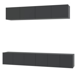 vidaXL 5-tlg. TV-Schrank-Set Schwarz Holzwerkstoff