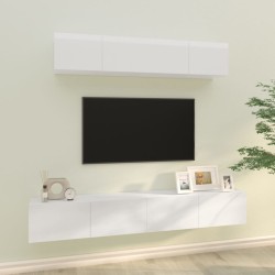 vidaXL 4-tlg. TV-Schrank-Set Hochglanz-Weiß Holzwerkstoff