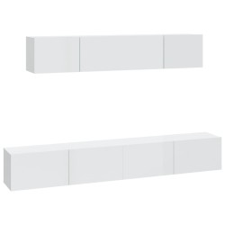 vidaXL 4-tlg. TV-Schrank-Set Hochglanz-Weiß Holzwerkstoff