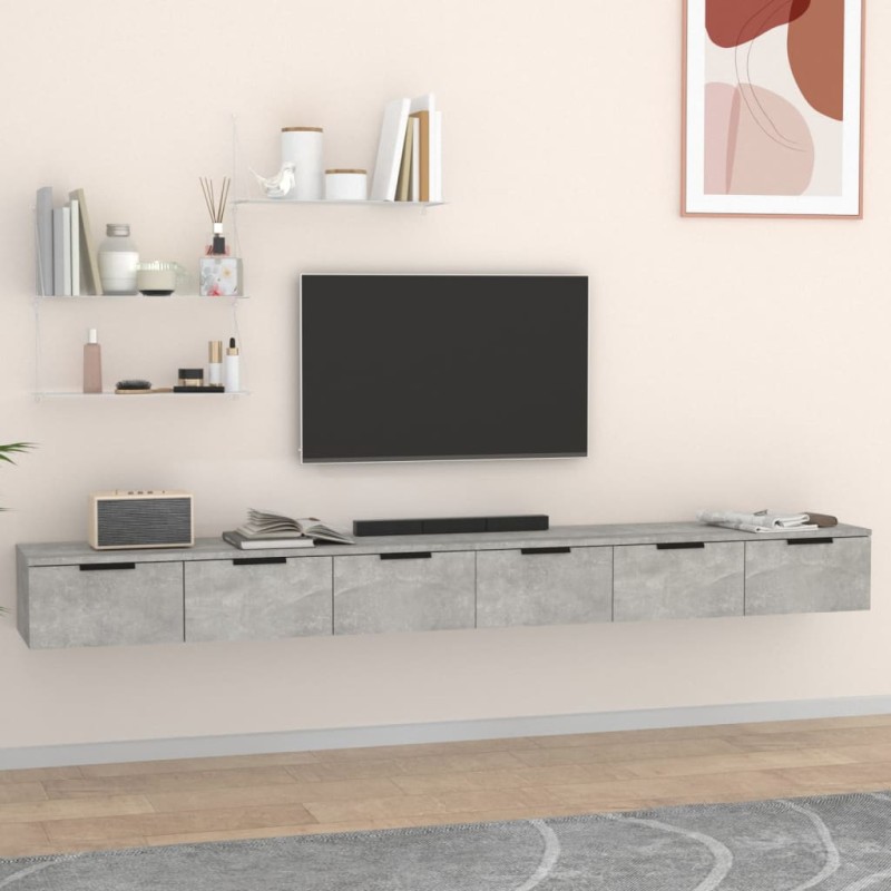 vidaXL Wandschränke 2 Stk. Betongrau 102x30x20 cm Holzwerkstoff vidaXL Wandschränke 2 Stk. Betongrau 102x30x20 cm Holzwerkstoff