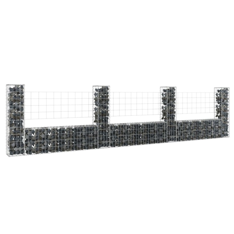 vidaXL Gabionenkorb U-Form mit 4 Säulen Eisen 380x20x100 cm vidaXL Gabionenkorb U-Form mit 4 Säulen Eisen 380x20x100 cm
