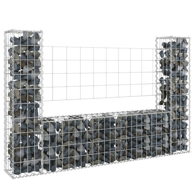 vidaXL Gabionenkorb U-Form mit 2 Säulen Eisen 140x20x100 cm vidaXL Gabionenkorb U-Form mit 2 Säulen Eisen 140x20x100 cm