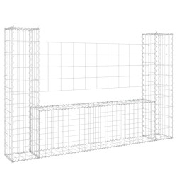vidaXL Gabionenkorb U-Form mit 2 Säulen Eisen 140x20x100 cm