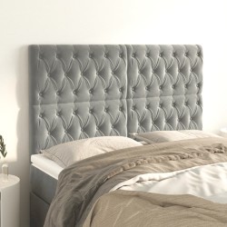 vidaXL Kopfteile 4 Stk. Hellgrau 72x7x78/88 cm Samt