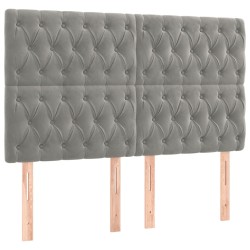 vidaXL Kopfteile 4 Stk. Hellgrau 72x7x78/88 cm Samt