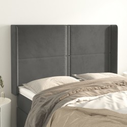 vidaXL Kopfteil mit Ohren Dunkelgrau 147x16x118/128 cm Samt