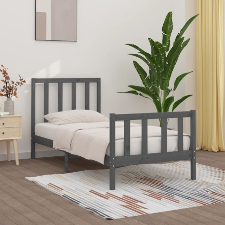 vidaXL Massivholzbett Grau 100x200 cm