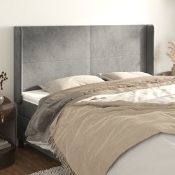 vidaXL Kopfteil mit Ohren Hellgrau 203x16x118/128 cm Samt