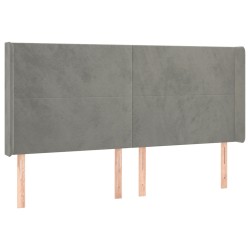 vidaXL Kopfteil mit Ohren Hellgrau 203x16x118/128 cm Samt