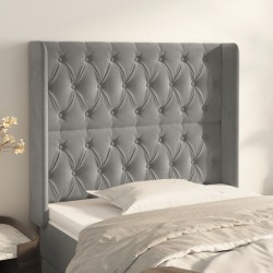 vidaXL Kopfteil mit Ohren Hellgrau 103x16x118/128 cm Samt