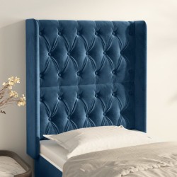 vidaXL Kopfteil mit Ohren Dunkelblau 83x16x118/128 cm Samt