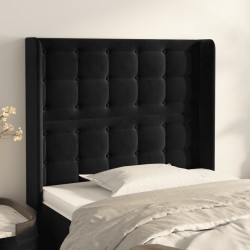 vidaXL Kopfteil mit Ohren Schwarz 103x16x118/128 cm Samt