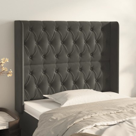 vidaXL Kopfteil mit Ohren Dunkelgrau 103x16x118/128 cm Samt