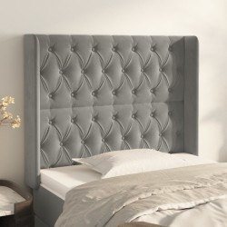 vidaXL Kopfteil mit Ohren Hellgrau 93x16x118/128 cm Samt