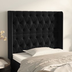 vidaXL Kopfteil mit Ohren Schwarz 93x16x118/128 cm Samt