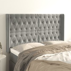 vidaXL Kopfteil mit Ohren Hellgrau 147x16x118/128 cm Samt