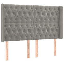 vidaXL Kopfteil mit Ohren Hellgrau 147x16x118/128 cm Samt