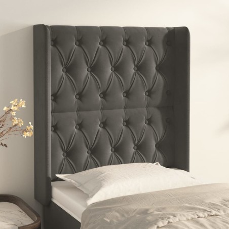 vidaXL Kopfteil mit Ohren Dunkelgrau 83x16x118/128 cm Samt