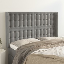 vidaXL Kopfteil mit Ohren Hellgrau 147x16x118/128 cm Samt