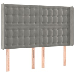 vidaXL Kopfteil mit Ohren Hellgrau 147x16x118/128 cm Samt
