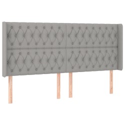 vidaXL Kopfteil mit Ohren Hellgrau 183x16x118/128 cm Stoff