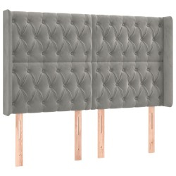 vidaXL Kopfteil mit Ohren Hellgrau 163x16x118/128 cm Samt