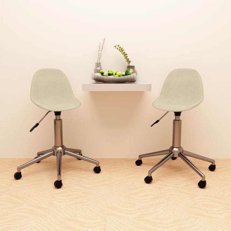 Esszimmerstühle 2 Stk. Drehbar Creme Stoff Esszimmerstühle 2 Stk. Drehbar Creme Stoff