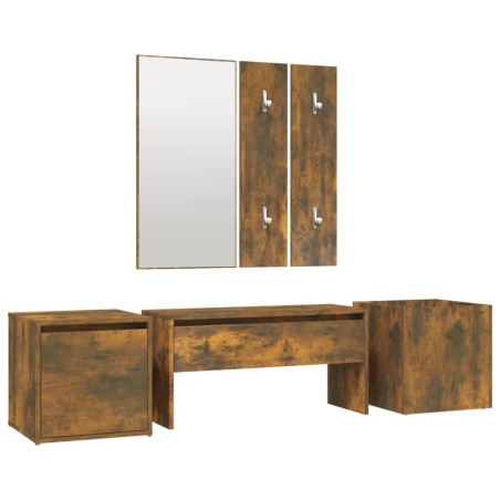 vidaXL Flurmöbel-Set Räuchereiche Holzwerkstoff