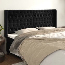 vidaXL Kopfteil mit Ohren Schwarz 183x16x118/128 cm Samt
