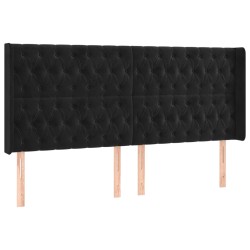 vidaXL Kopfteil mit Ohren Schwarz 183x16x118/128 cm Samt
