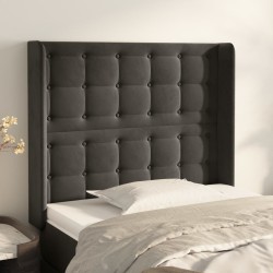 vidaXL Kopfteil mit Ohren Dunkelgrau 93x16x118/128 cm Samt