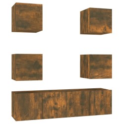 vidaXL 6-tlg. TV-Schrank-Set Räuchereiche Holzwerkstoff