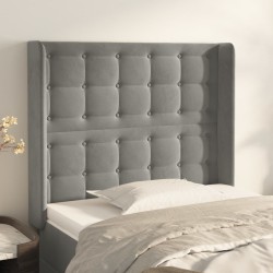 vidaXL Kopfteil mit Ohren Hellgrau 103x16x118/128 cm Samt