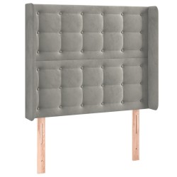 vidaXL Kopfteil mit Ohren Hellgrau 93x16x118/128 cm Samt