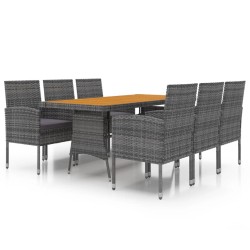 vidaXL 7-tlg. Garten-Essgruppe Poly Rattan Grau