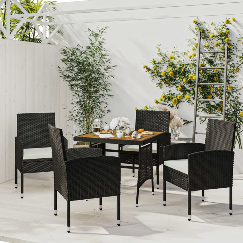 vidaXL 5-tlg. Garten-Essgruppe Poly Rattan Schwarz vidaXL 5-tlg. Garten-Essgruppe Poly Rattan Schwarz