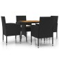 vidaXL 5-tlg. Garten-Essgruppe Poly Rattan Schwarz vidaXL 5-tlg. Garten-Essgruppe Poly Rattan Schwarz