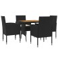 vidaXL 5-tlg. Garten-Essgruppe Poly Rattan Schwarz vidaXL 5-tlg. Garten-Essgruppe Poly Rattan Schwarz