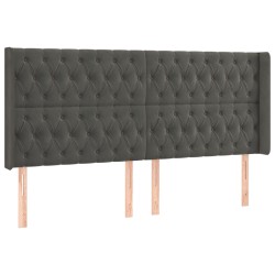 vidaXL Kopfteil mit Ohren Dunkelgrau 183x16x118/128 cm Samt