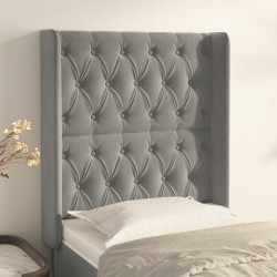 vidaXL Kopfteil mit Ohren Hellgrau 83x16x118/128 cm Samt