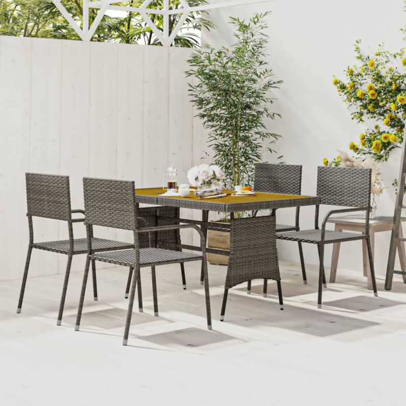 vidaXL 5-tlg. Garten-Essgruppe Poly Rattan Grau vidaXL 5-tlg. Garten-Essgruppe Poly Rattan Grau