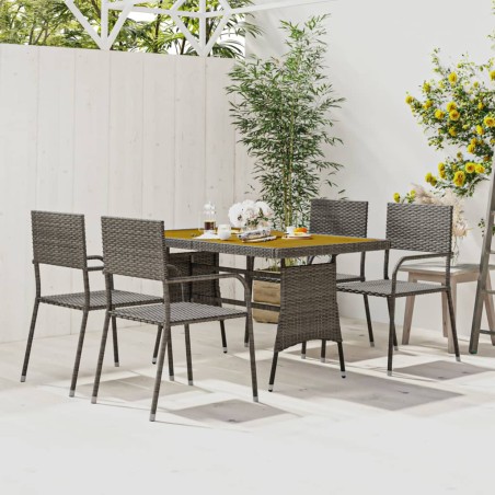 vidaXL 5-tlg. Garten-Essgruppe Poly Rattan Grau